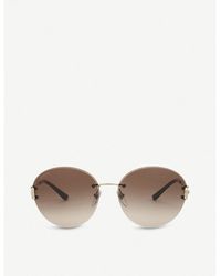 BVLGARI - Womens Gold Bv6091 Round-frame Sunglasses - Lyst
