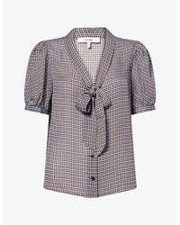 FRAME - The Sonnet Houndstooth-Pattern Silk Blouse - Lyst