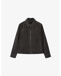 AllSaints - Rhone Collared Suede Jacket - Lyst