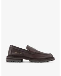 Common Projects - Logo-embossed Tread-sole Leather Penny Loafers - Lyst