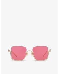 Gucci - Gc002043 gg1279s Rectangle-frame Metal Sunglasses - Lyst