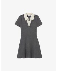 Claudie Pierlot - Contrast Skater Woven Mini Dress - Lyst