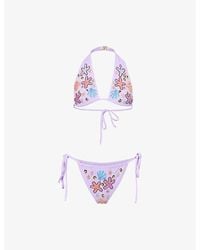 Oceanus - Fia Tropical Rhinestone-Embellished Bikini - Lyst