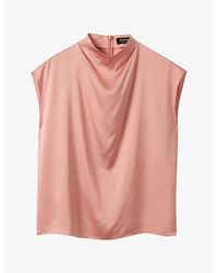 Whistles - Cowl-Neck Relaxed-Fit Satin Blouse - Lyst