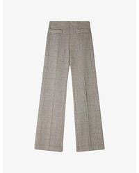 Sandro - Wide-Leg Check-Print Wool-Blend Trousers - Lyst