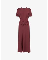 Victoria Beckham - Bela Draped-Sleeves Woven Midi Dress - Lyst