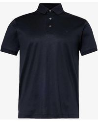 Emporio Armani - Blu Vy Logo-patch Regular-fit Jersey Polo Shirt - Lyst