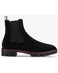 Christian Louboutin - Alpinosol Contrast-trim Suede Ankle Boots - Lyst