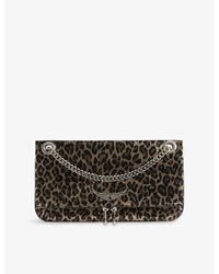 Zadig & Voltaire - Rock Ii Metal Leopard Leather Clutch Bag - Lyst