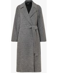 Whistles - Celia Checked Wool-blend Coat - Lyst