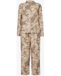Desmond & Dempsey - Floral-print Linen Pyjamas X - Lyst