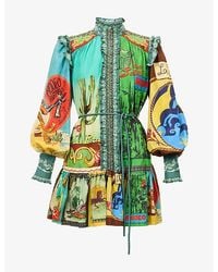 ALÉMAIS - Ace Printed Cotton And Silk-Blend Mini Dress - Lyst