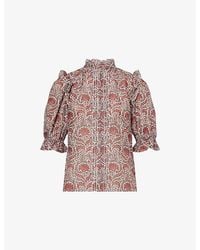 ME+EM - Rising Flower Printed Silk And Cotton Blouse - Lyst