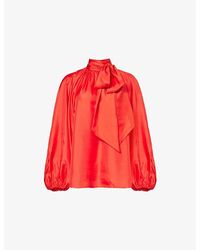 Zimmermann - Crush Batwing-Sleeves Silk Blouse - Lyst