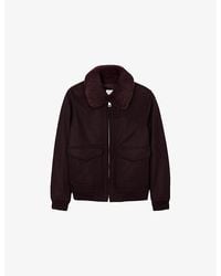 Sandro - Shearling-Collar Wool-Blend Aviator Jacket - Lyst