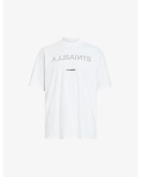 AllSaints - Cutout Logo Text-print Oversized Organic-cotton T-shirt X - Lyst