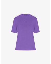 Maje - Logo-patch Short-sleeve Stretch-knitted Top - Lyst