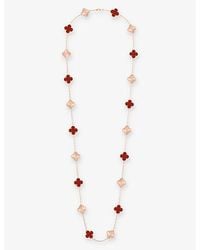 Van Cleef & Arpels - Vintage Alhambra 20 Motif Guilloché 18Ct And Carnelian Charm Necklace - Lyst