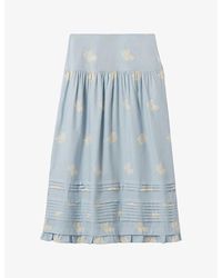 Claudie Pierlot - Floral-Print Linen-Blend Midi Skirt - Lyst