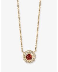 Astley Clarke - January Birthstone 14Ct- Garnet And 0.08Ct Lab-Grown Diamond Pendant Necklace - Lyst