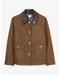 Claudie Pierlot - Short Contrast-Collar Waxed-Cotton Parka - Lyst