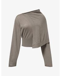Rick Owens - Draped Scarf Long-Sleeve Wool Jumper - Lyst