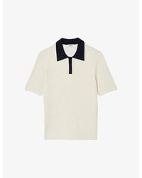 Sandro - Contrast-collar Stretch-knit Polo Shirt - Lyst