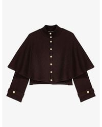 Maje - Cape High-Neck Wool-Blend Cardigan - Lyst