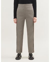 Sandro Striped-trim Checked Straight Woven Trousers - Brown