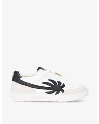 Palm Angels - Palm Beach Brand-motif Leather Low-top Trainers - Lyst