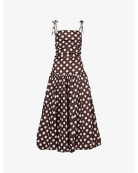 Amy Lynn - Alexa Polka-Dot Cotton-Poplin Midi Dress - Lyst
