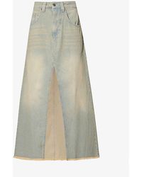 Jaded London - Colossus Faded-wash Denim Maxi Skirt - Lyst