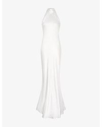 OMNES - Santorini Halterneck Satin Maxi Dress - Lyst