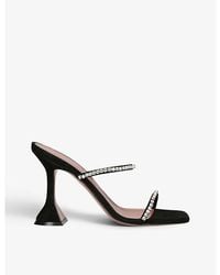 AMINA MUADDI - Gilda Crystal-embellished Metallic-leather Heeled Sandals - Lyst