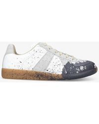 Maison Margiela - Replica Paint-splattered Leather Low-top Trainers - Lyst