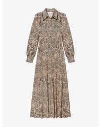 Ro&zo - Collared Leopard-Print Woven Maxi Dress - Lyst