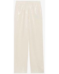 Claudie Pierlot - Sequin-embellished Straight-leg Mid-rise Woven Trousers - Lyst