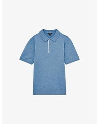 Reiss - Finch Contrast-Placket Stretch-Woven Polo Shirt - Lyst