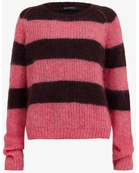 AllSaints - Lana Striped Knitted Mohair-blend Jumper - Lyst