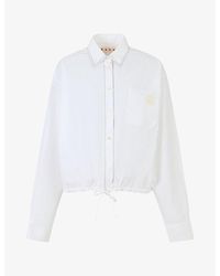 Marni - Cropped Drawstring-Hem Cotton Poplin Shirt - Lyst