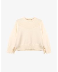 Whistles - Fringed-Trim Relaxed-Fit Cotton-Blend Jumper - Lyst