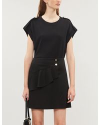 Sandro Flared-detail Stretch-satin Skirt - Black