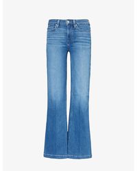PAIGE - Geneveive Faded-wash Flared-leg High-rise Denim-blend Jeans - Lyst