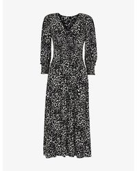 Whistles - Shadow Leopard-Print Woven Midi Dress - Lyst