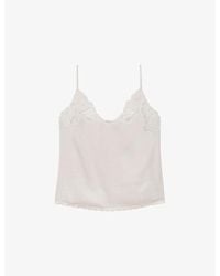 Reiss - Joanie Lace-Detail Satin Cami Top - Lyst