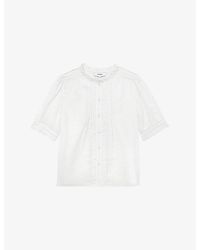 Reiss - Aurelia Frill-Neck Cotton-Muslin Top - Lyst