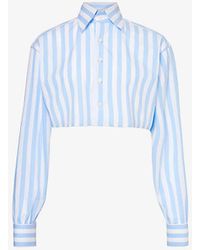 Woera - Stripe-print Cropped Cotton Shirt - Lyst