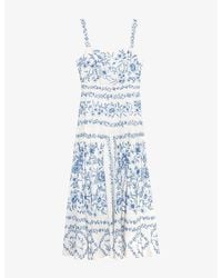 Phase Eight - Torin Floral-Print Linen-Blend Midi Dress - Lyst
