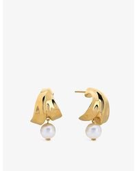 Monica Vinader - Nomade Small 18Ct Vermeil And Pearl Hoop Earrings - Lyst