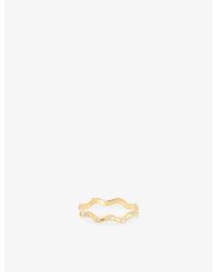 Astrid & Miyu - Ripple-Plated Sterling And Cubic Zirconia Band Ring - Lyst